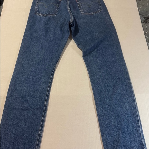 Levi's Button Fly 501 Blue Relaxed Jeans with Faded Details - Picture 6 of 8